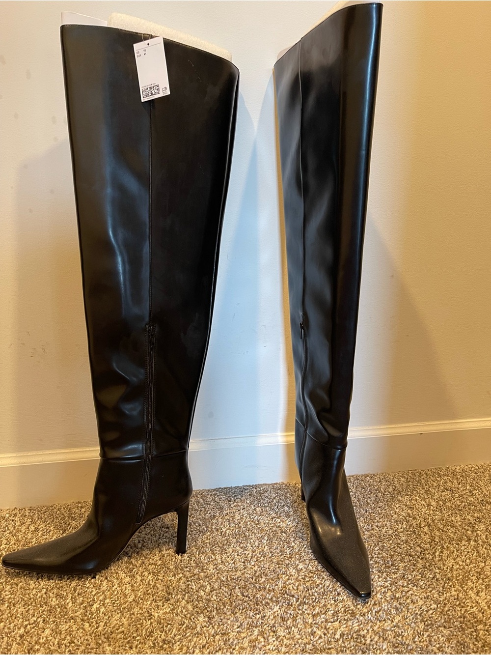 H&M Black Patent Over-the-Knee Stiletto Boots - Picture 4 of 7